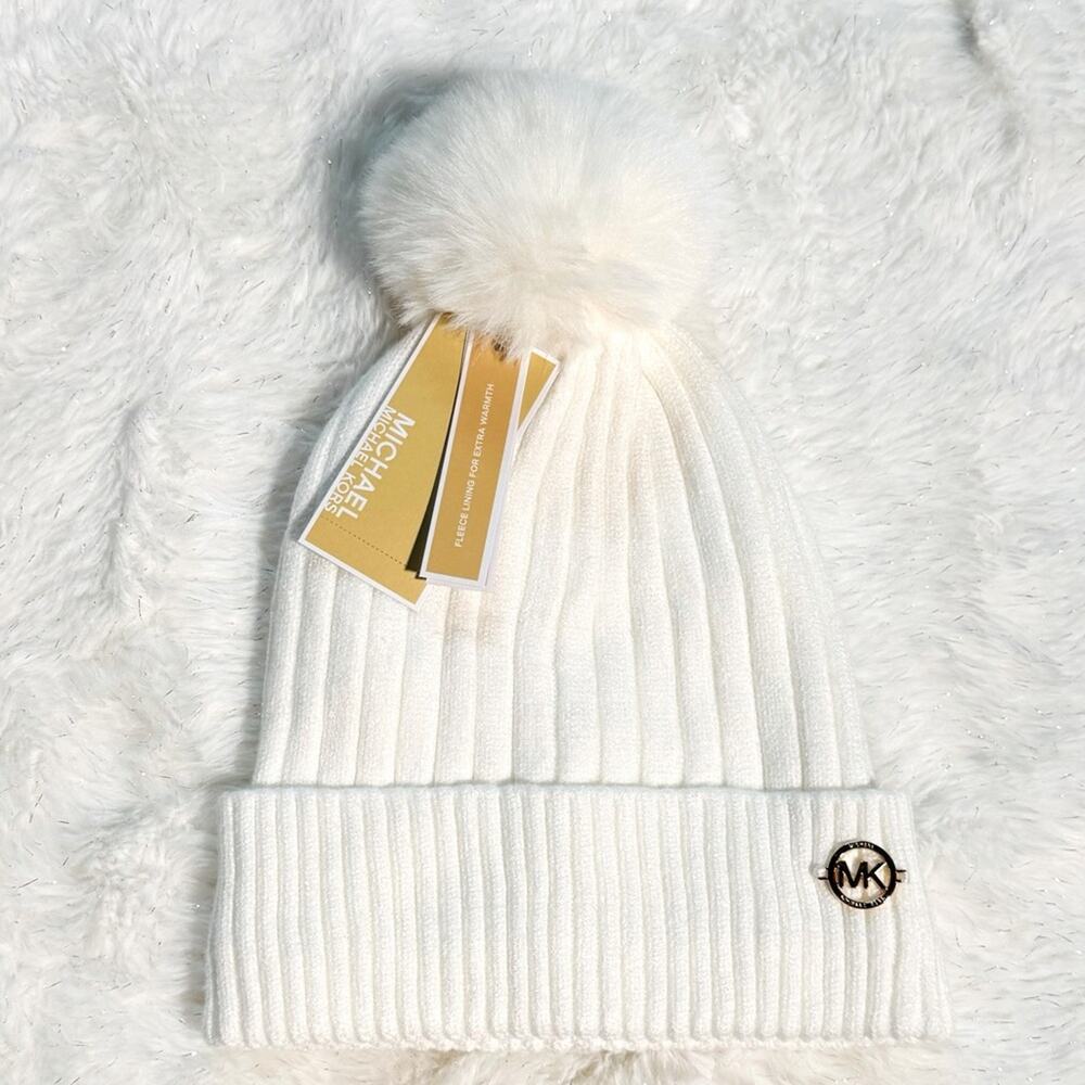 NWT - Michael Michael Kors - Women`s Teddy Fleece Faux Fur Pom Po…